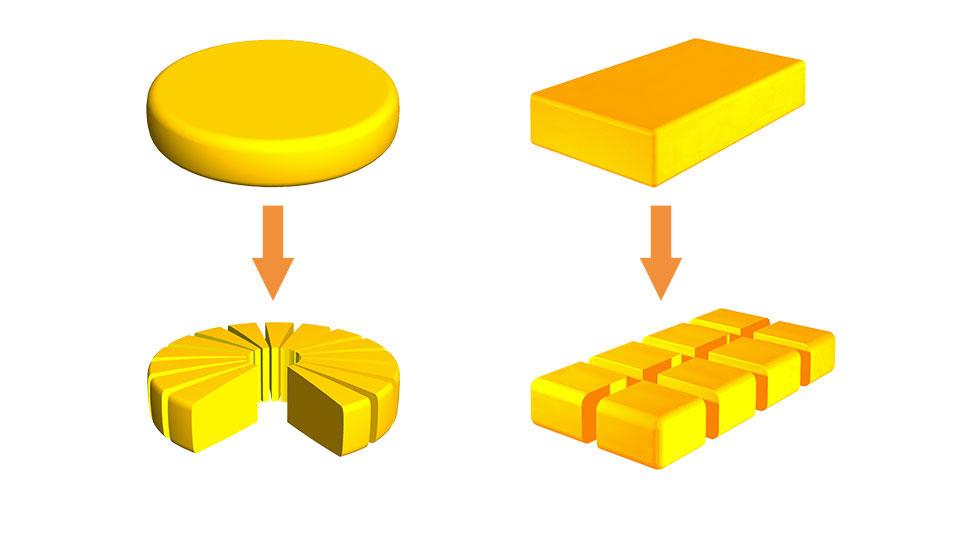 Cut schema of the ALPMA Hydraulic Cutter II