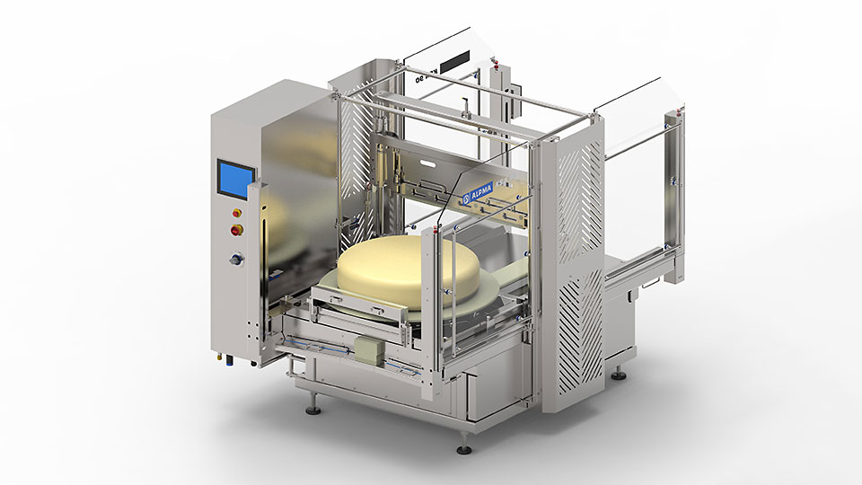 The ALPMA KSA 100 cuts large round cheeses and blocks into segments or bars.