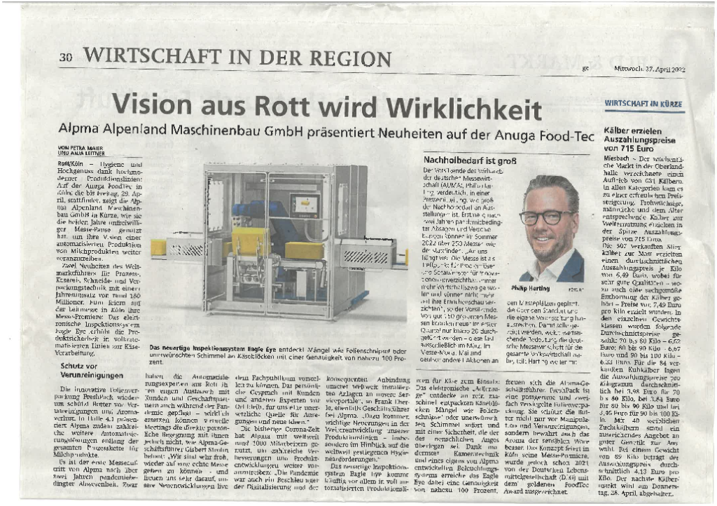 Screenshot Artikel "Vision aus Rott wird Wirklichkeit", erschienen im OVB Rosenheim am 27.04.2022.